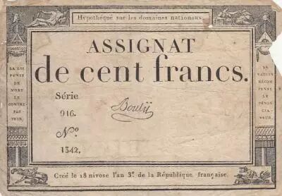 France 100 francs - 18 Nivose An III - 1794 - Sign. Bouly - S�rie 916