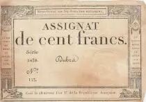France 100 francs - 18 Nivose An III - 1794 - Sign. Dubra - Serial 2438