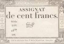 France 100 francs - 18 Nivose An III - 1794 - Sign. Gros - Serial 3237