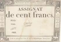 France 100 francs - 18 Nivose An III - 1794 - Sign. Oudry - Serial 2246
