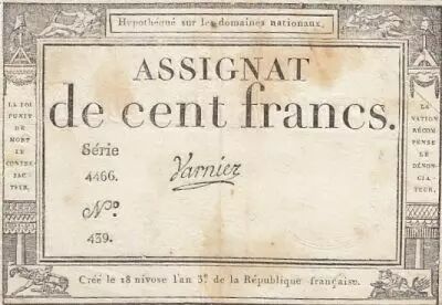 France 100 francs - 18 Nivose An III - 1794 - Sign. Varnier - S�rie 4466