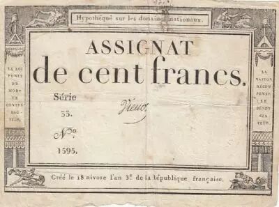 France 100 francs - 18 Nivose An III - 1794 - Sign. Vienoz - S�rie 33