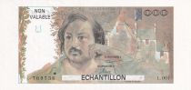 France 100 Francs - Balzac 1980 - Epreuve recto verso filigranée, signée, série L.001- Taille douce - Echantillon -