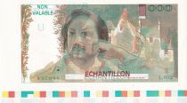 France 100 Francs - Balzac 1980 - Proof recto verso with watermark and colors code - Serial L.012 - Echantillon - AU+