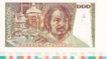France 100 Francs - Balzac 1980 - Proof recto verso with watermark and colors code - Serial L.012 - Echantillon - AU+