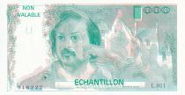 France 100 Francs - Balzac 1980 - Proof recto with watermark - Serial L.011 -  Echantillon - UNC