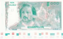 France 100 Francs - Balzac 1980 - Proof with watermark et colors code - Serial L.012 -  Echantillon - UNC