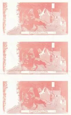 France 100 Francs - Balzac 1980 - Sheet of 3 banknotes - Proof withtout watermark - back red, recto yellow - Echantillon -  AU /