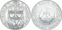 France 100 Francs - Charlemagne - 1990 - Argent