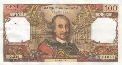 France 100 Francs - Corneille - 01-07-1971 - Serial Q.584