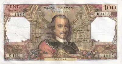 France 100 Francs - Corneille - 02-02-1978 - Serial K.1163 - P.149