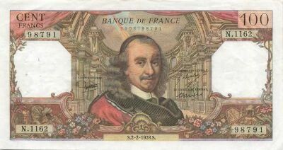 France 100 Francs - Corneille - 02-02-1978 - Serial N.1162