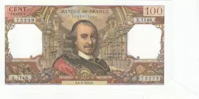 France 100 Francs - Corneille - 02-02-1978 - Serial Z.1148 - Faut�