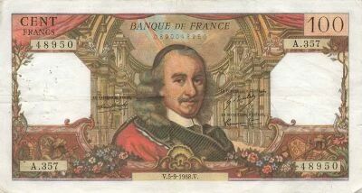 France 100 Francs - Corneille - 05-09-1968 - S�rie A.357