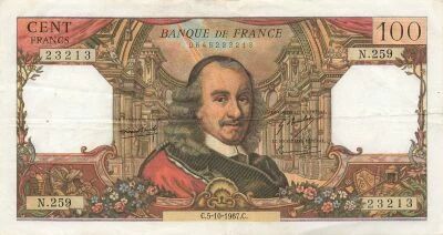 France 100 Francs - Corneille - 05-10-1967 - S�rie N.259