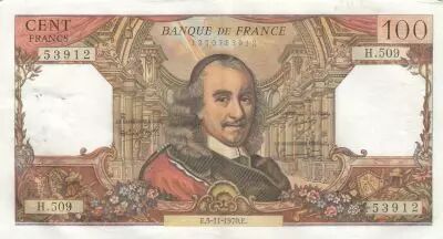 France 100 Francs - Corneille - 05-11-1970 - S�rie H.509