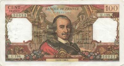 France 100 Francs - Corneille - 06-10-1966 - Serial U.198