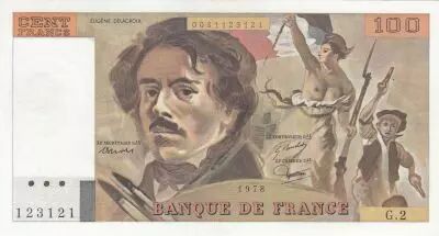 France 100 Francs - Delacroix - 1978 - Serial G.2