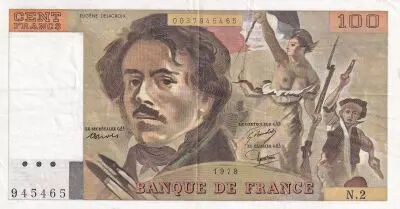 France 100 Francs - Delacroix - 1978 - Serial N.2 - P.154