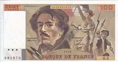 France 100 Francs - Delacroix - 1978 - Serial O.4 - P.154