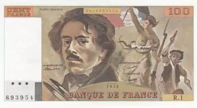 France 100 Francs - Delacroix - 1978 - Serial R.1