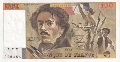 France 100 Francs - Delacroix - 1978 - Serial W.9 - P.154