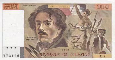 France 100 Francs - Delacroix - 1978 - Serial X.2 - P.154