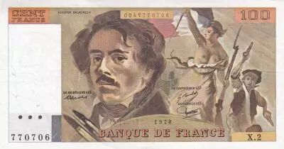 France 100 Francs - Delacroix - 1978 - Serial X.2 - P.154