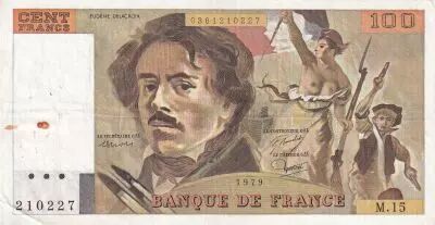 France 100 Francs - Delacroix - 1979 - Serial M.15