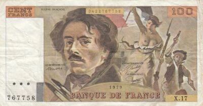 France 100 Francs - Delacroix - 1979 - S�rie X.17