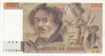 France 100 Francs - Delacroix - 1980 - Serial K.23 - Faaute