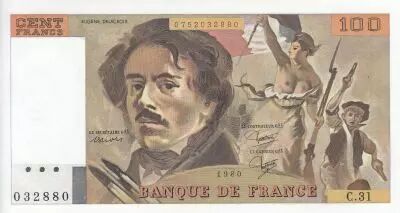 France 100 Francs - Delacroix - 1980 - S�rie C.31