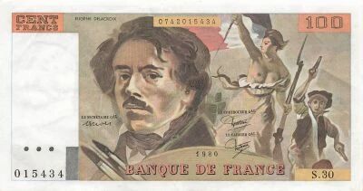 France 100 Francs - Delacroix - 1980 - S�rie S.30