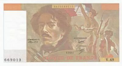 France 100 Francs - Delacroix - 1981 - Serial V.49 - Faute