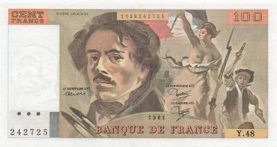France 100 Francs - Delacroix - 1981 - S�rie Y.48