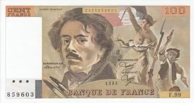 France 100 Francs - Delacroix - 1985 - S�rie F.99