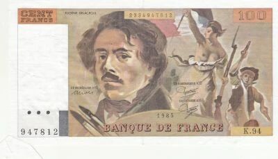 France 100 Francs - Delacroix - 1985 - Series K.94 - Faulty