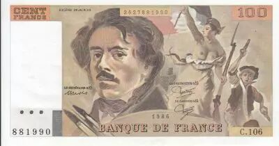 France 100 Francs - Delacroix - 1986 - Serial C.106