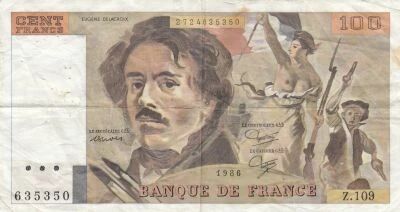 France 100 Francs - Delacroix - 1986 - Series Z.109