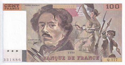 France 100 Francs - Delacroix - 1990 - Série Q.177 - F.69BIS.02c