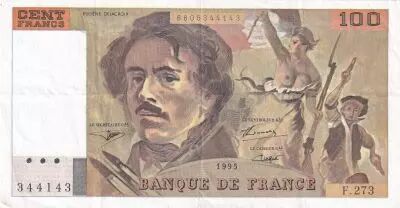 France 100 Francs - Delacroix - 1991 - Serial F.273