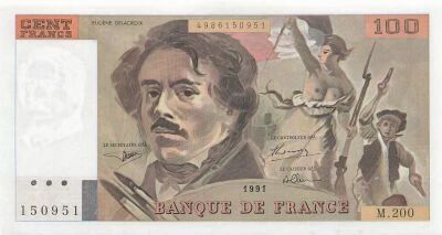France 100 Francs - Delacroix - 1991 - Serial M.200
