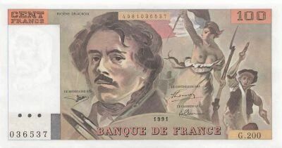 France 100 Francs - Delacroix - 1991 - S�rie G.200