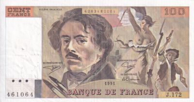 France 100 Francs - Delacroix - 1991 - Série J.172 - F.69BIS.03a4