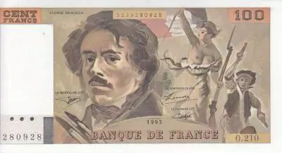 France 100 Francs - Delacroix - 1993 - Serial o.210 - Faute