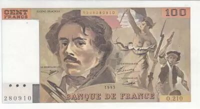 France 100 Francs - Delacroix - 1993 - Serial o.210 - Faute