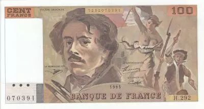 France 100 Francs - Delacroix - 1995 - Serial H.292