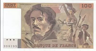 France 100 Francs - Delacroix - 1995 - Serial K.259