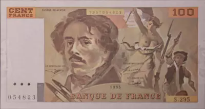 France 100 Francs - Delacroix - 1995 - Serial S.295 - Faute inverted watermarrk cut in 2
