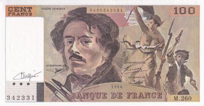 France 100 Francs - Delacroix - Sign Vigier - 1994 - Srie M.260 - F.69TER.01a